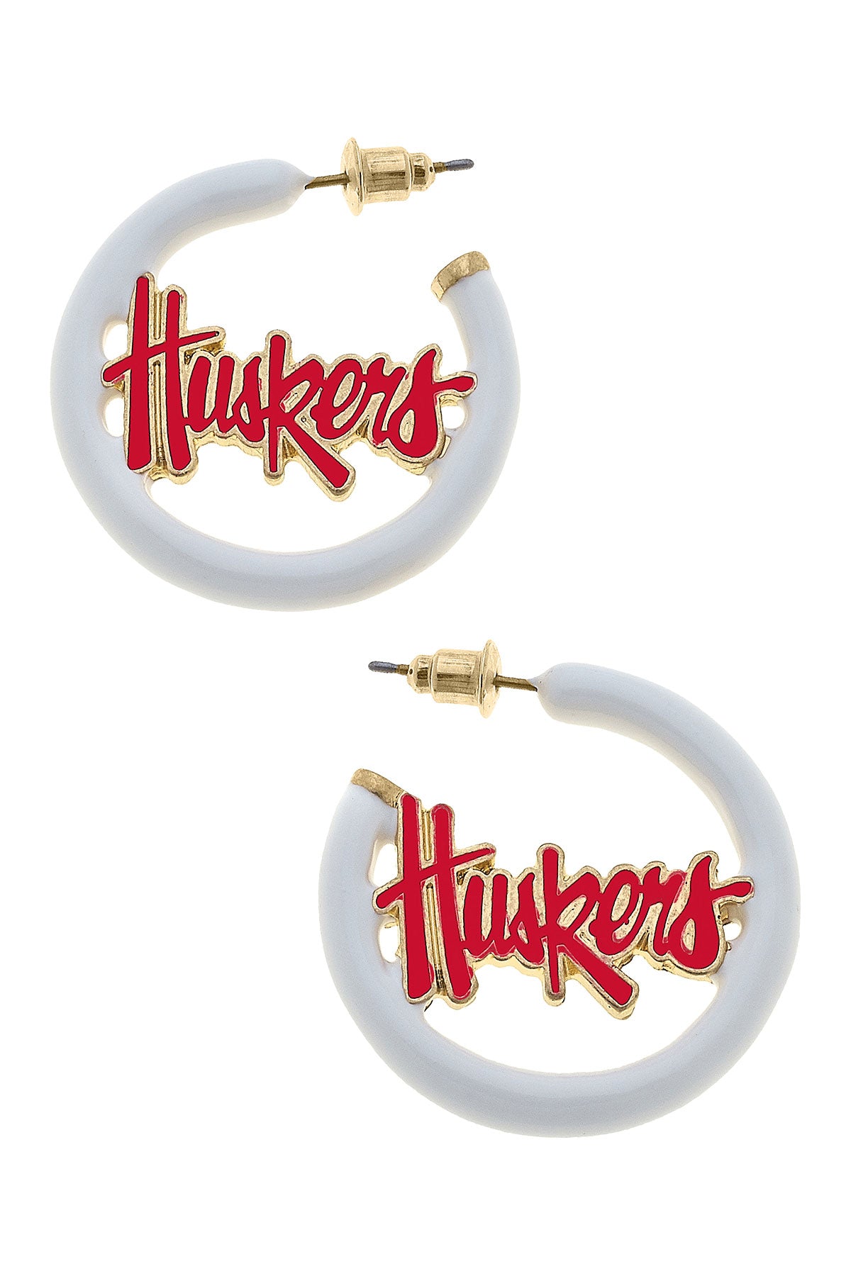 Nebraska Huskers Enamel Logo Earrings in Red