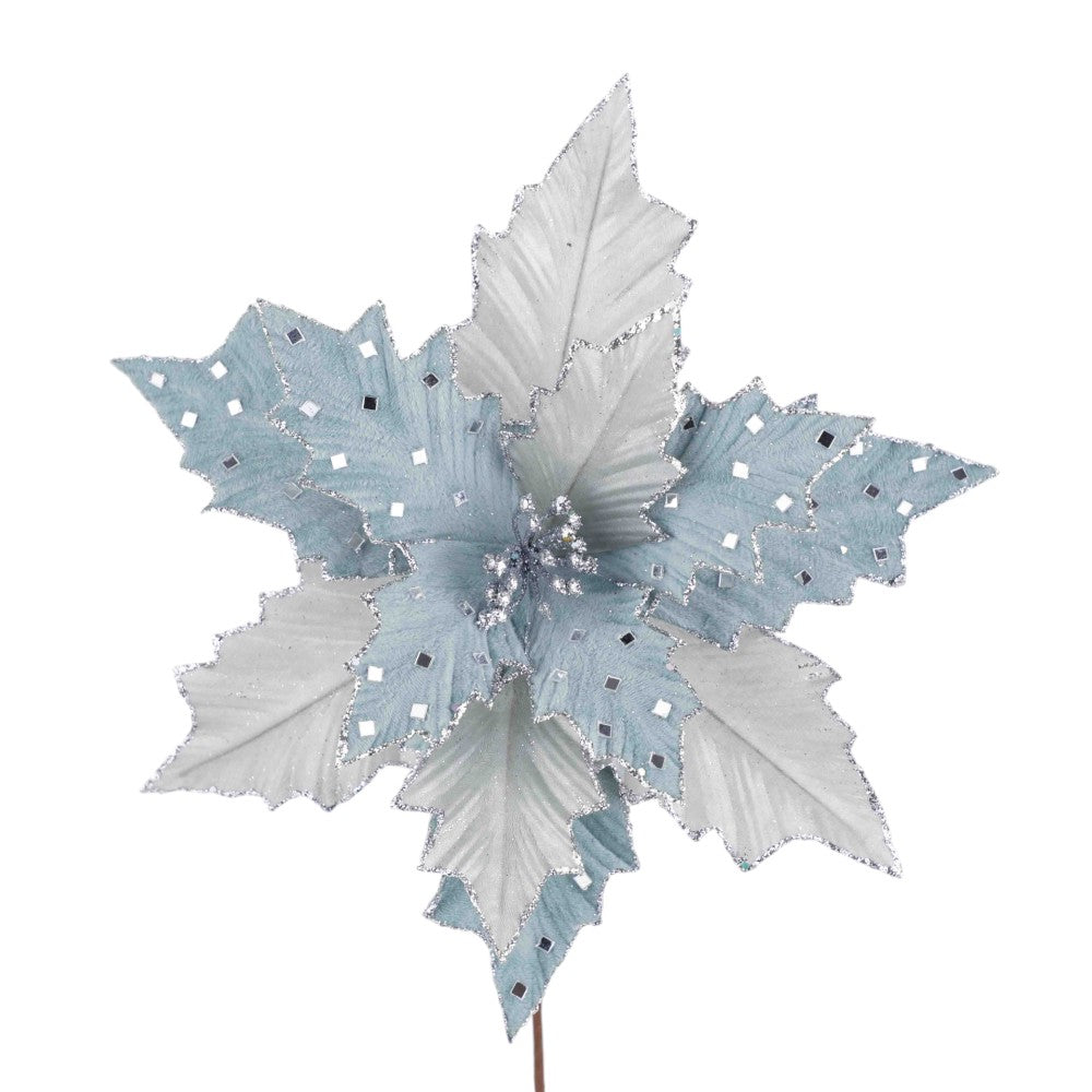 Velvet & Jewel Poinsettia Stem