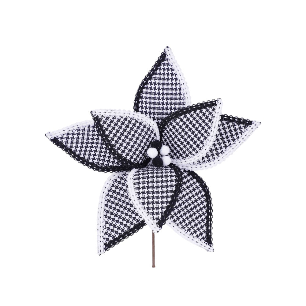 Black & White Check Poinsettia Stem