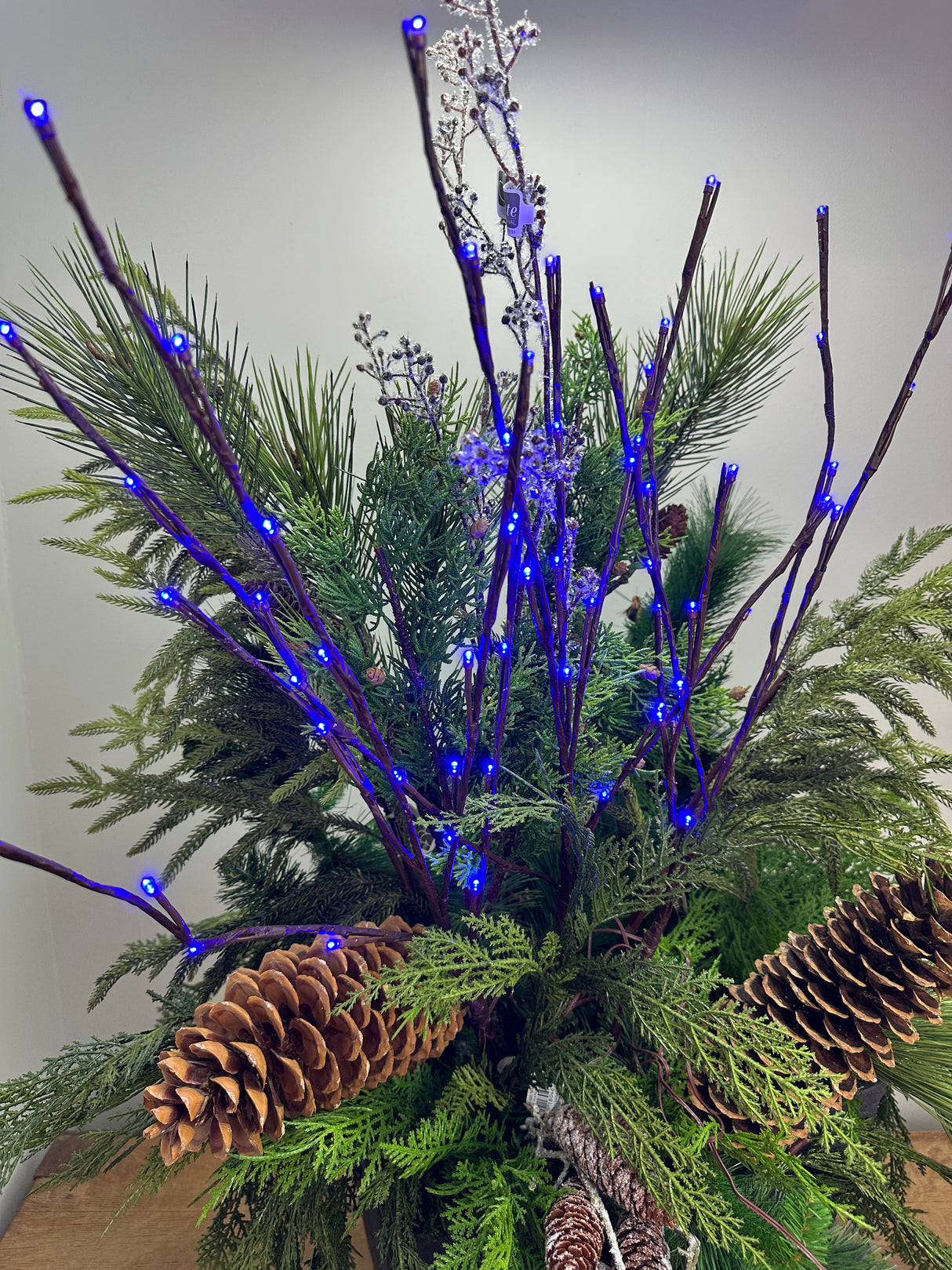 Blue Lighted Branch Set of 3