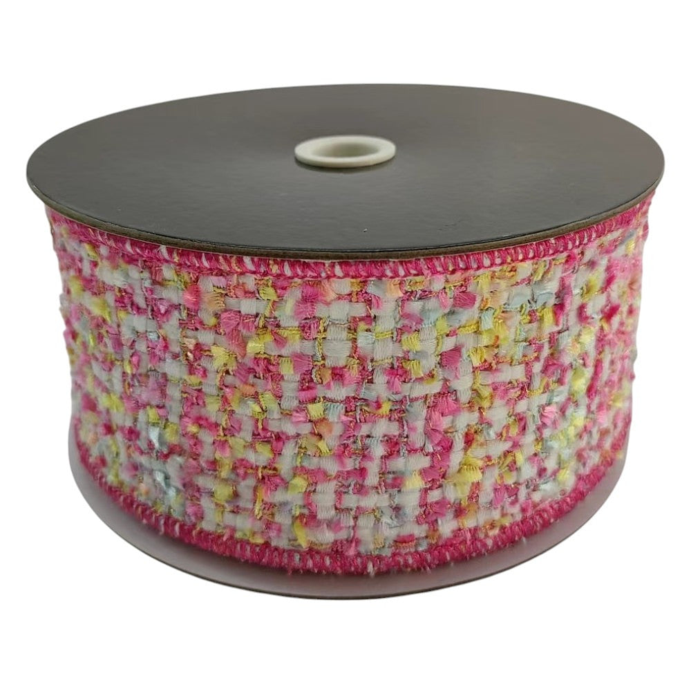 2.5" Pink Tweed Ribbon Bolt
