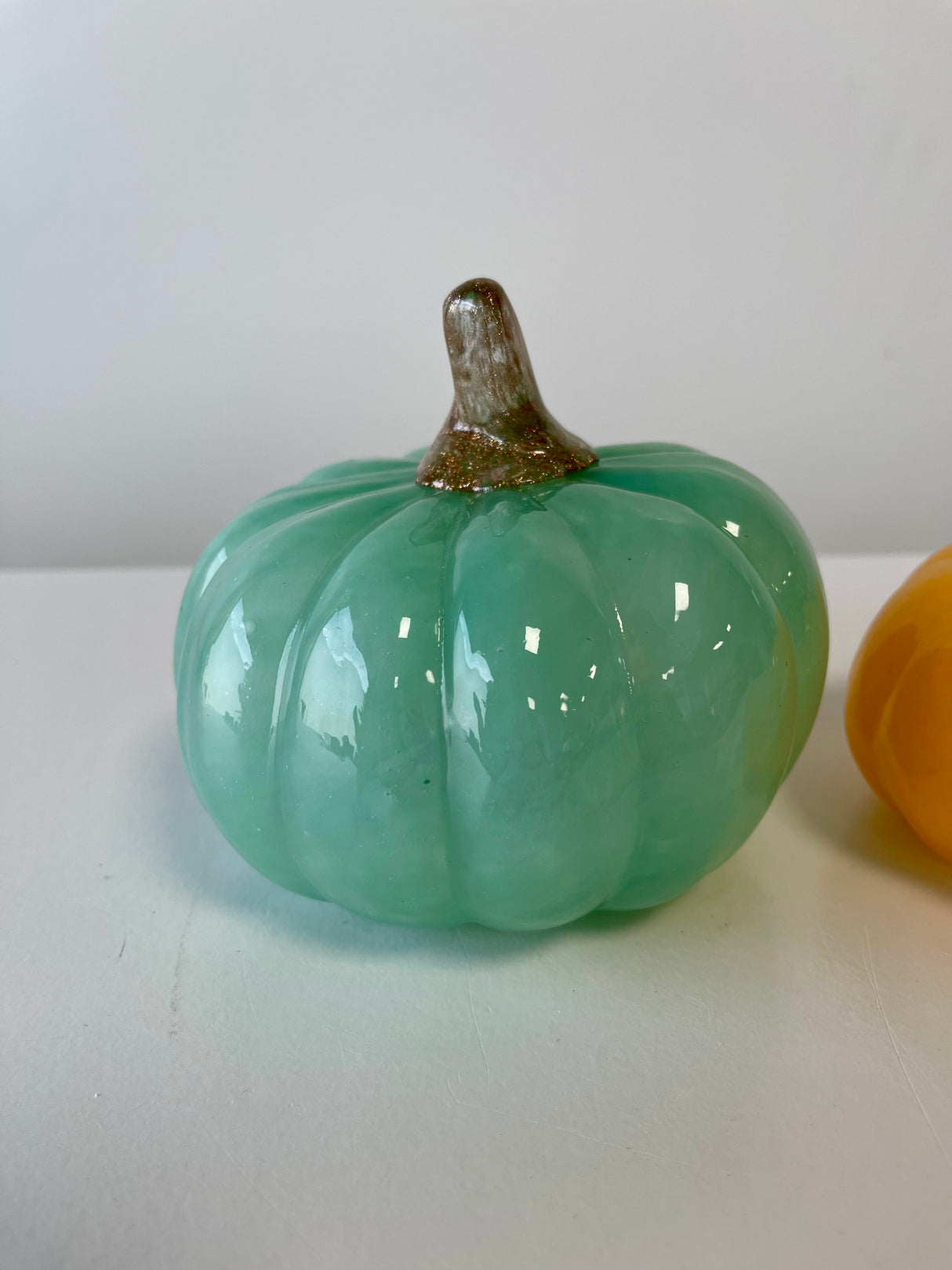 Glass Chalky Matte Pumpkin Set of 2