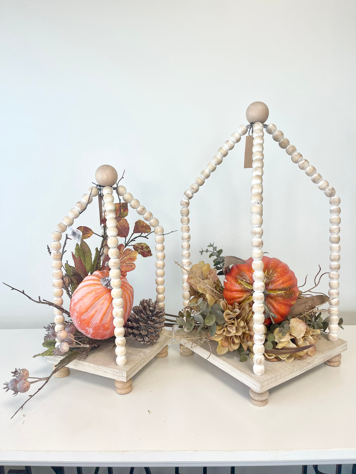 Whitewashed Bead Arch Lantern -2 Sizes