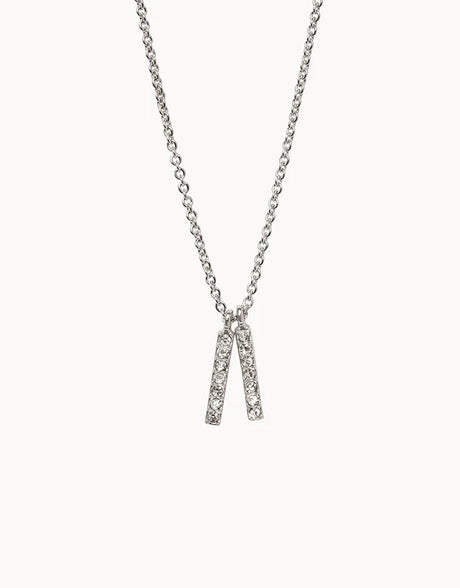 Silver Lean On Me/Double Bars Necklace