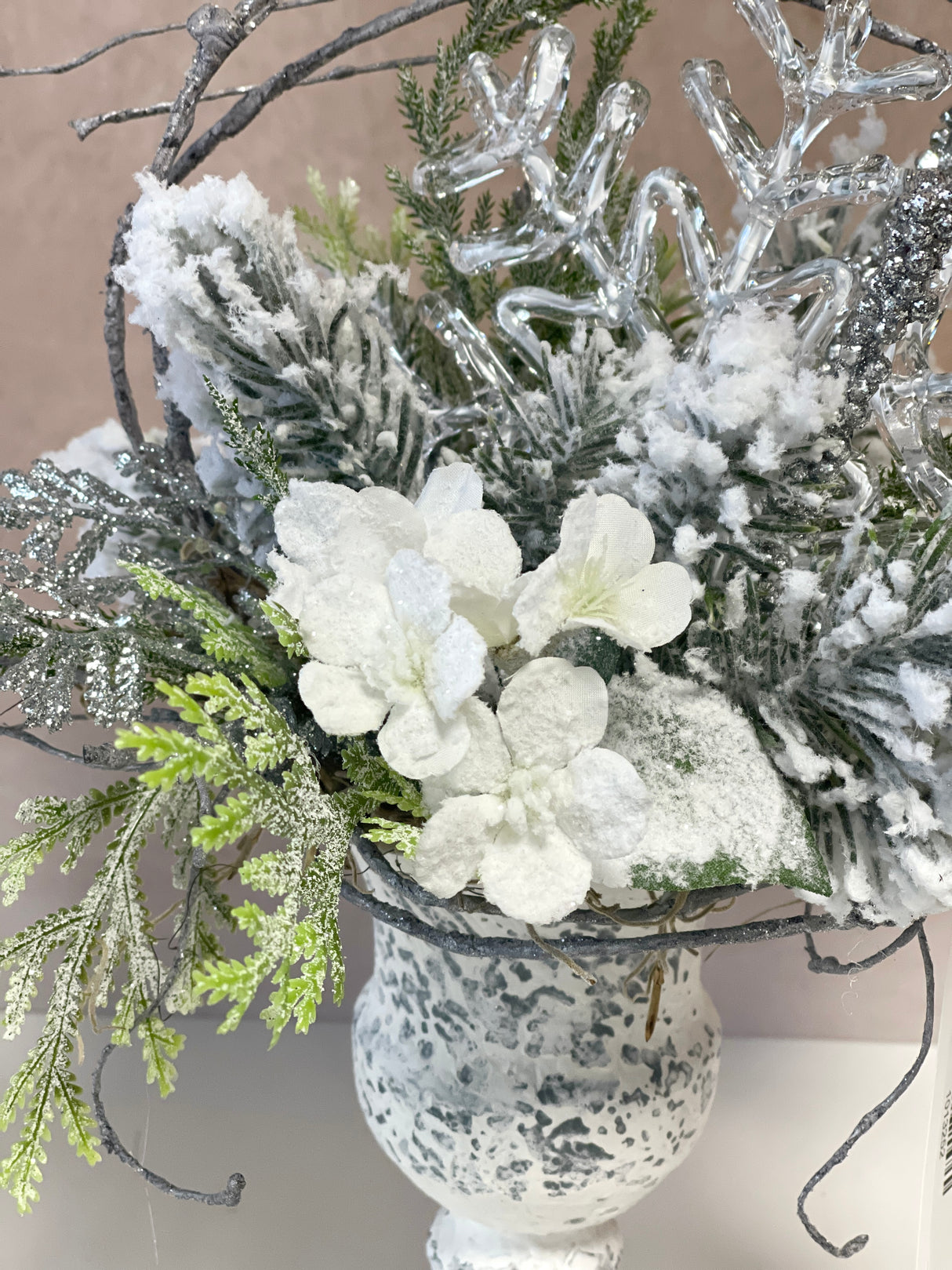12" Cold As Ice Compote Centerpiece