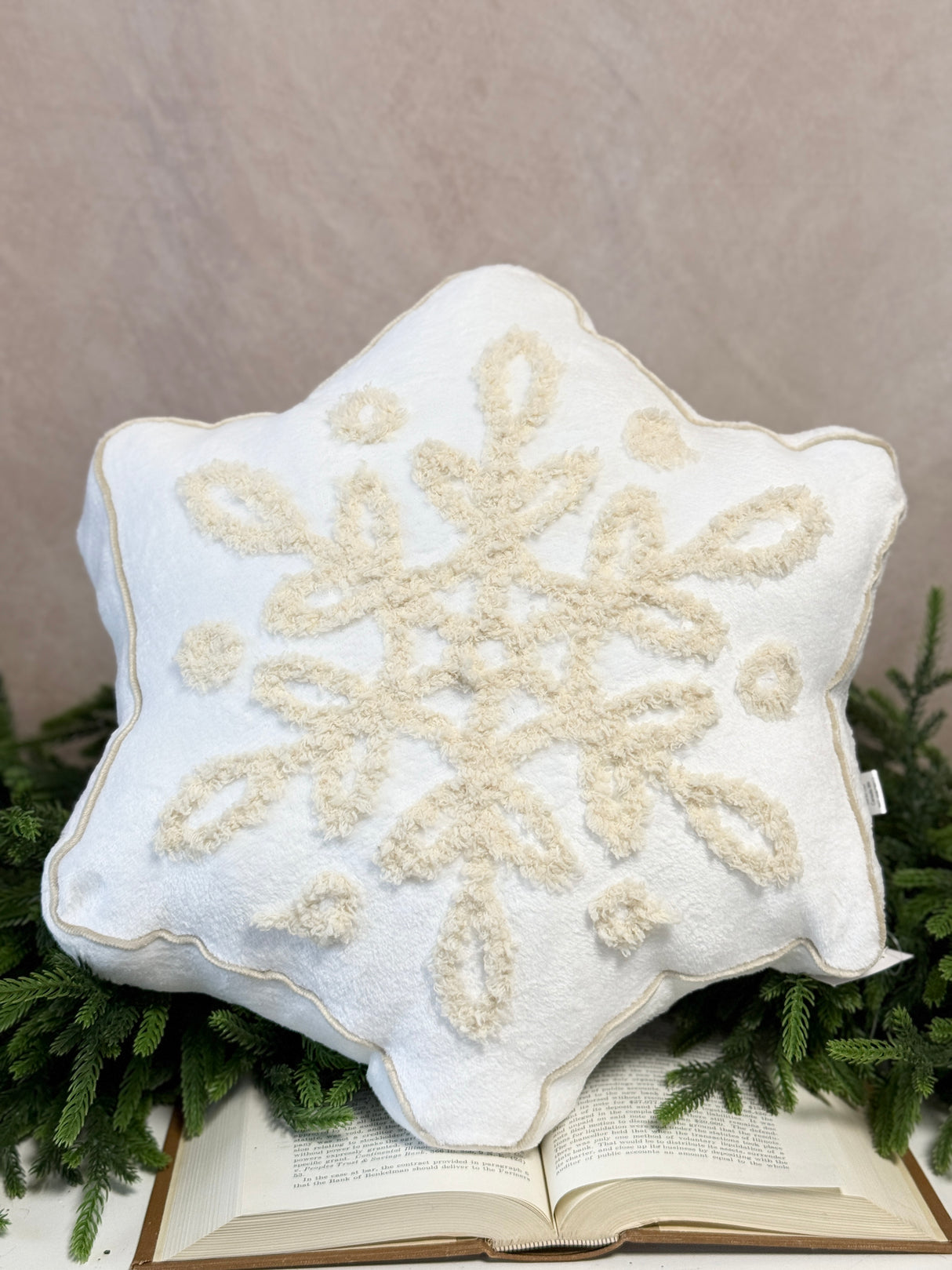 Crystal Frost Snowflake Poly Filled Throw Pillow