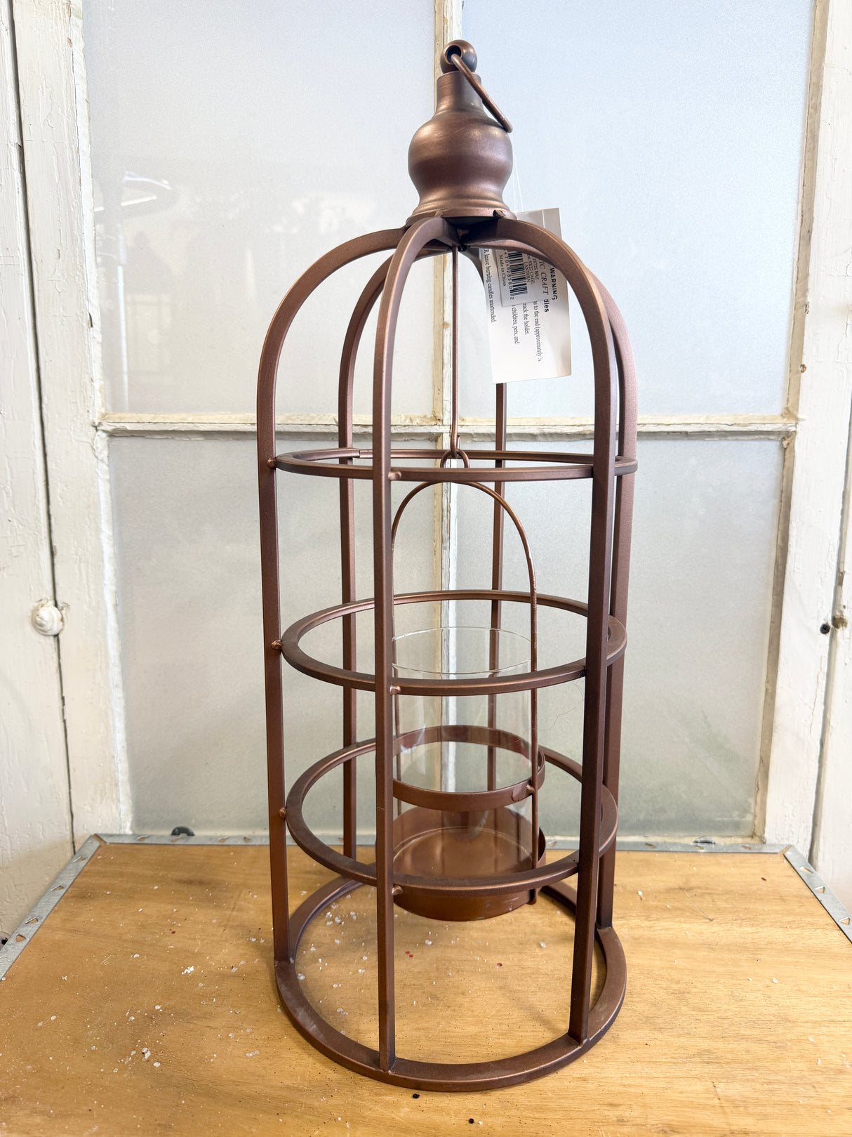 Small Modern Bronze Cage Lantern