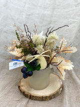 13" Thistles and Pumpkin Centerpiece