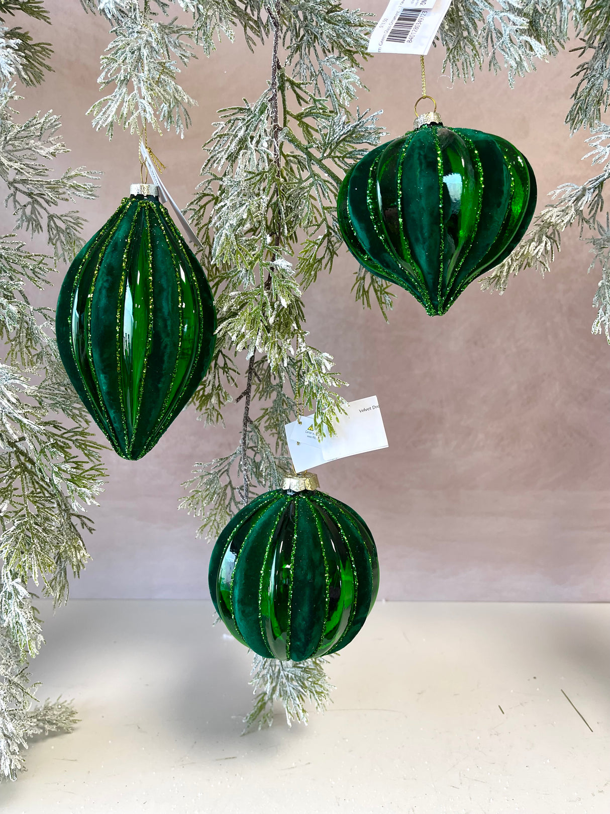 Velvet Dream Green Glass Ornament - 3 Styles