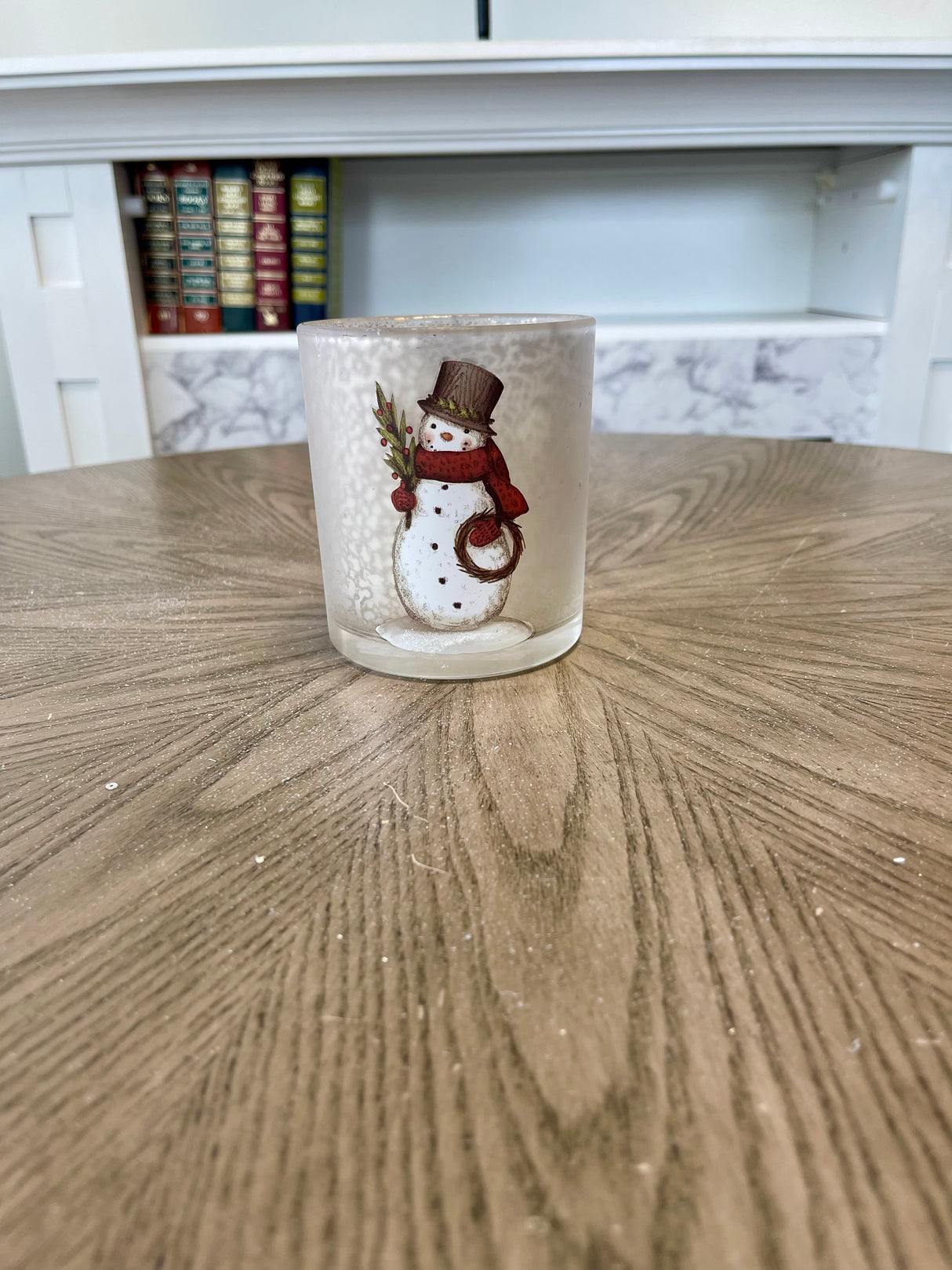 Glass Snowman Candleholder