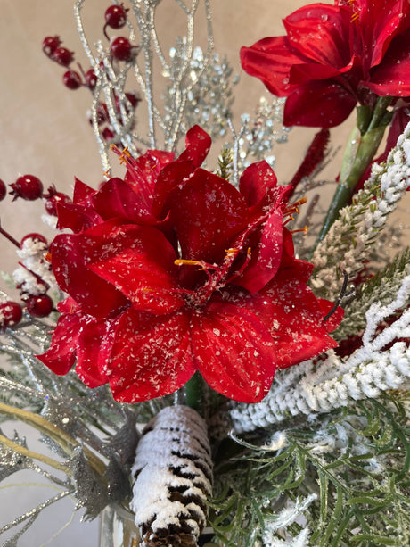 28" Amaryllis Glitter Drop-In