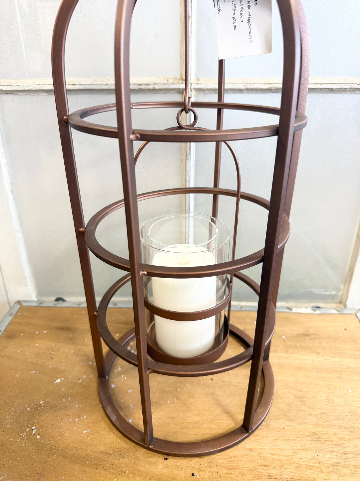 Small Modern Bronze Cage Lantern
