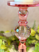 13" Pink Glass Candleholder