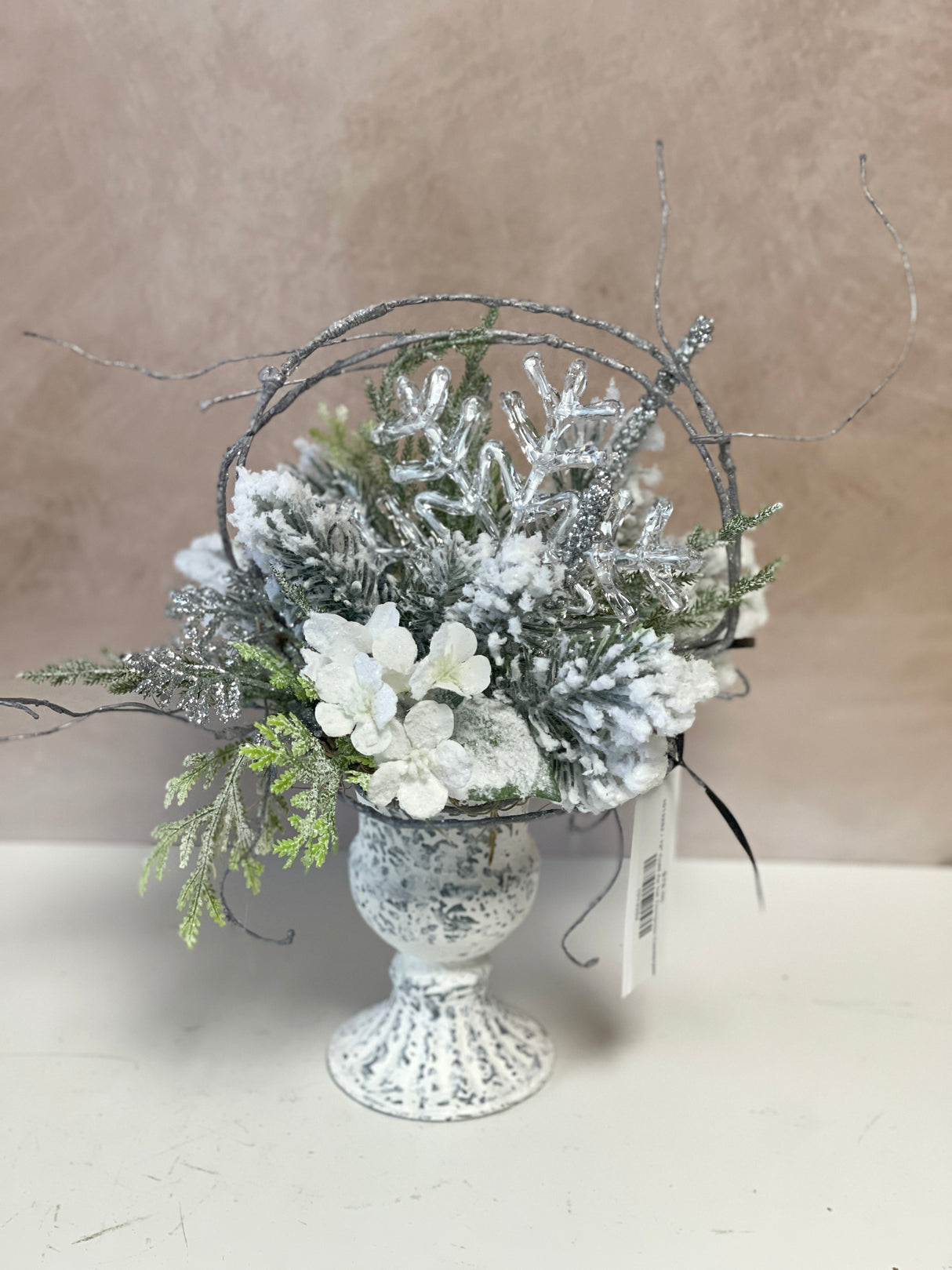 12" Cold As Ice Compote Centerpiece