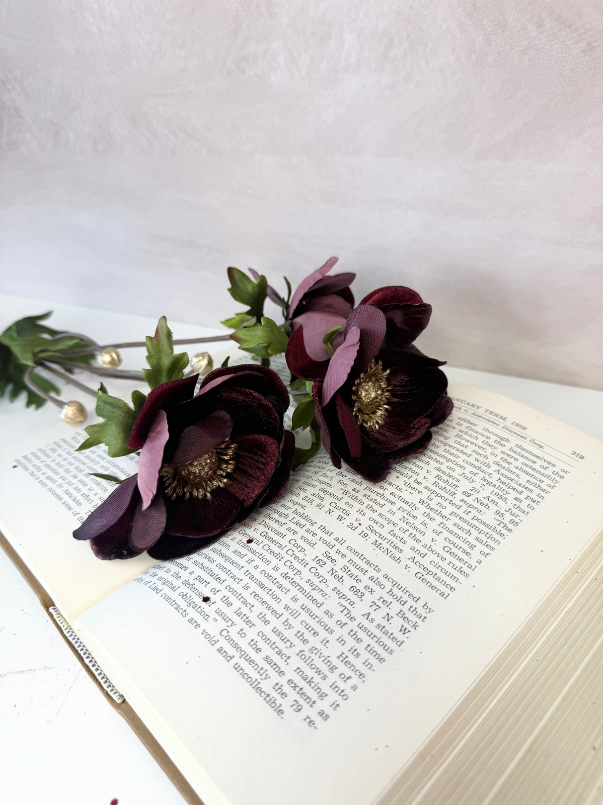 Burgundy Glamour Velvet Anemone Spray