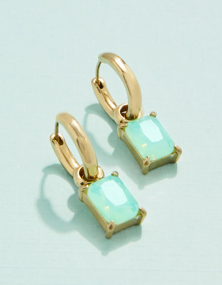 Splash Sea Foam Emerald Drop Convertible Hoop Earrings