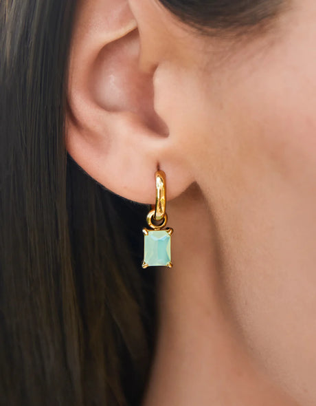 Splash Sea Foam Emerald Drop Convertible Hoop Earrings