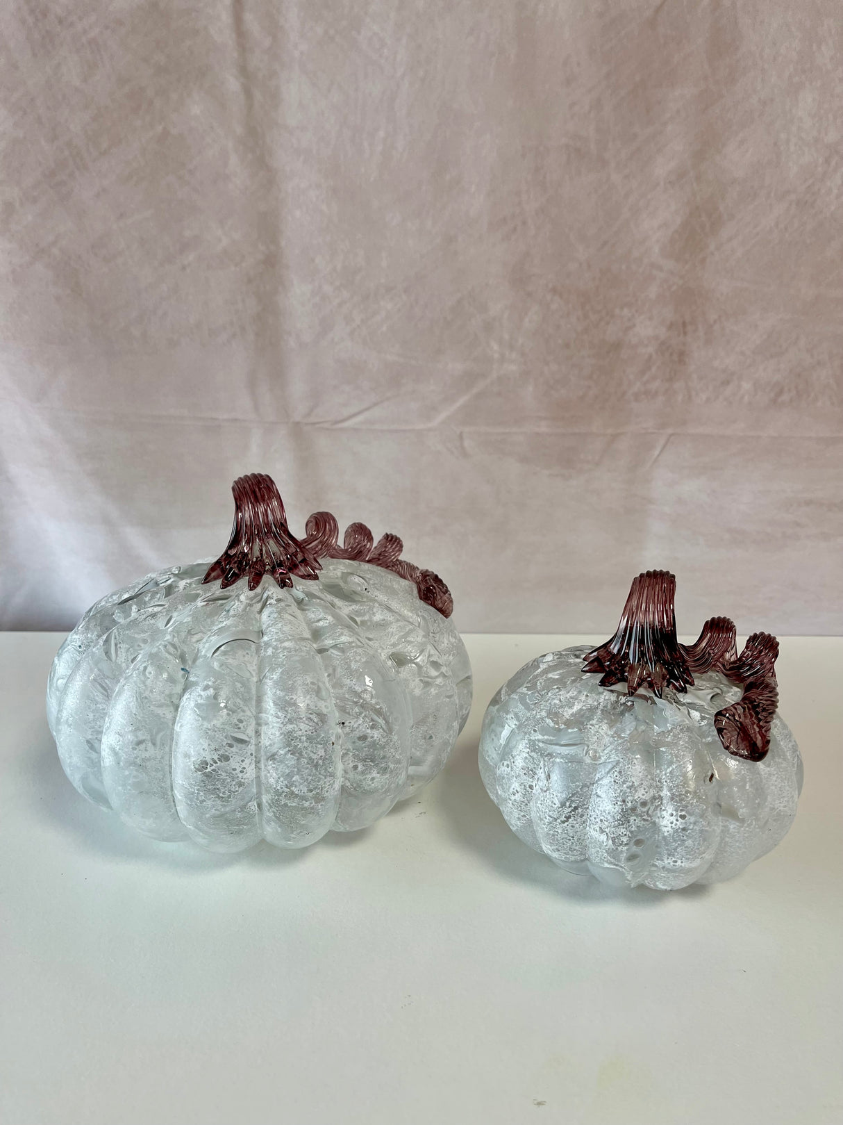 Glass Smokey Pumpkins Set of 2