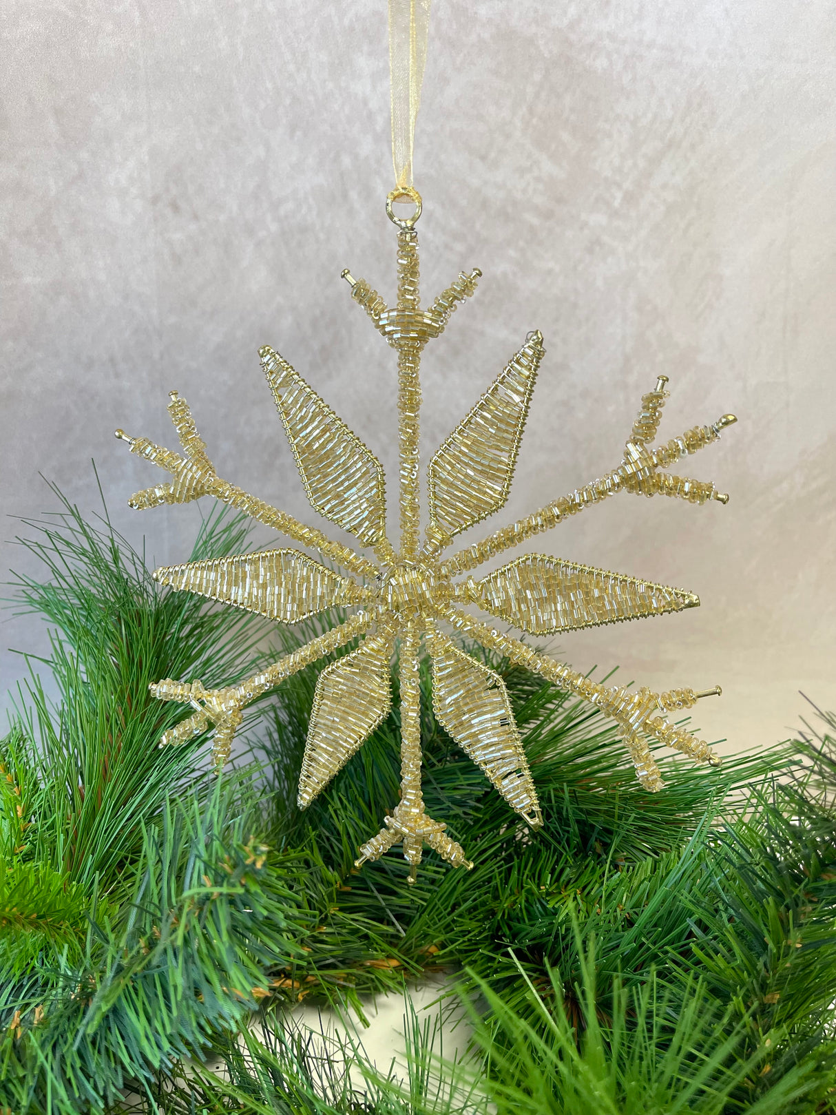 Champagne Fluret Snowflake Ornament