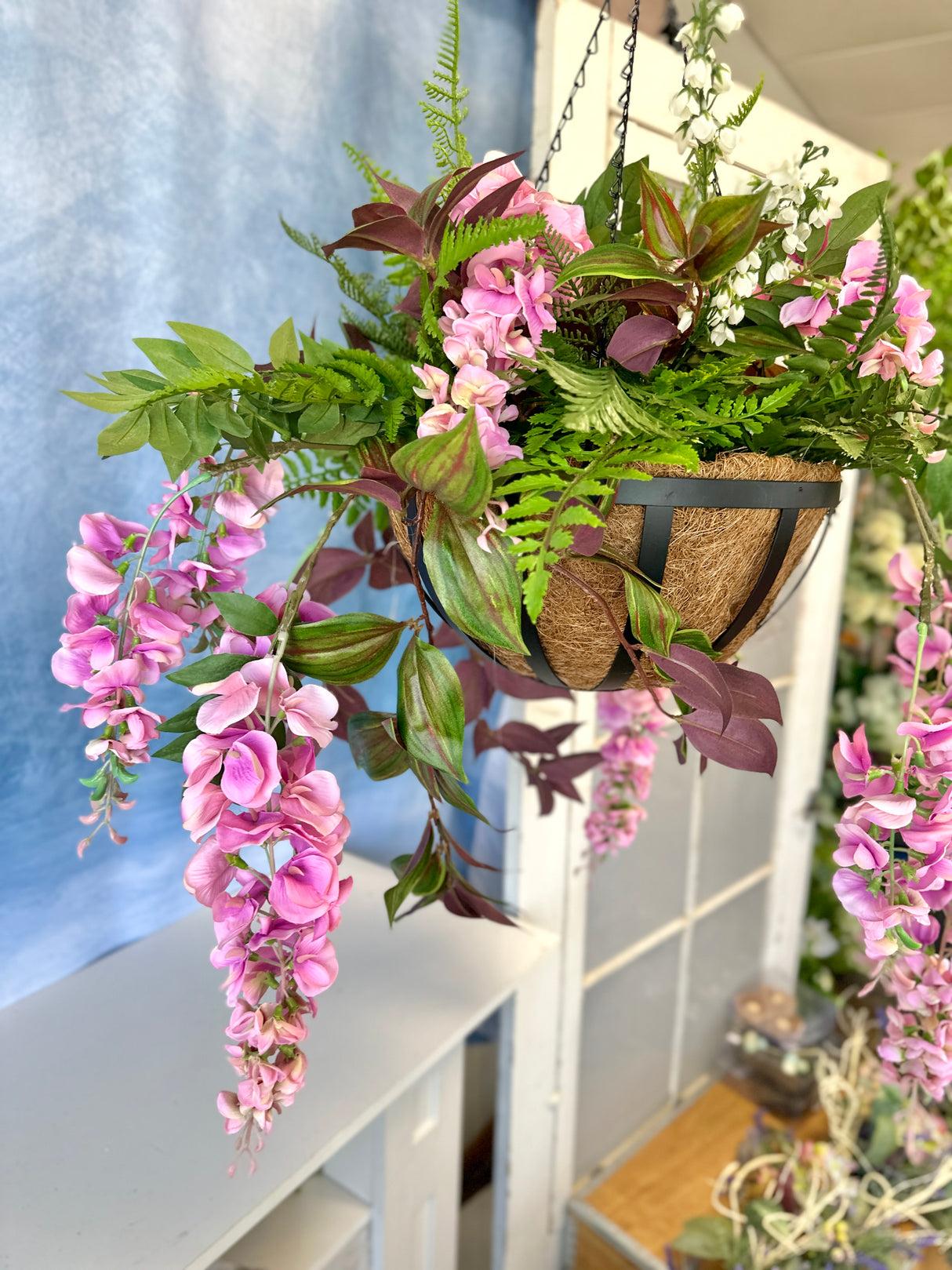 27" Pretty In Pink Hanging Basket