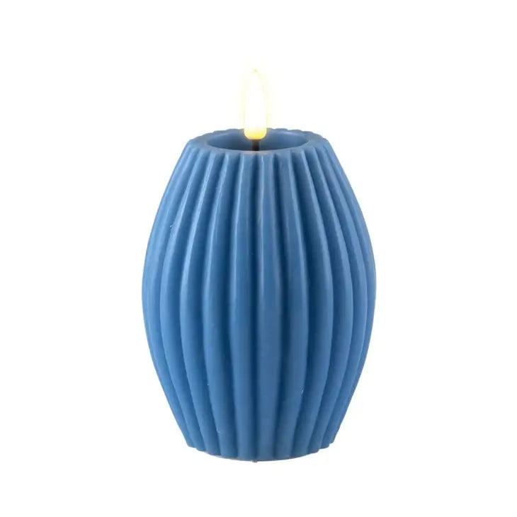 3x4" Deluxe Ice Blue Stripe Candle