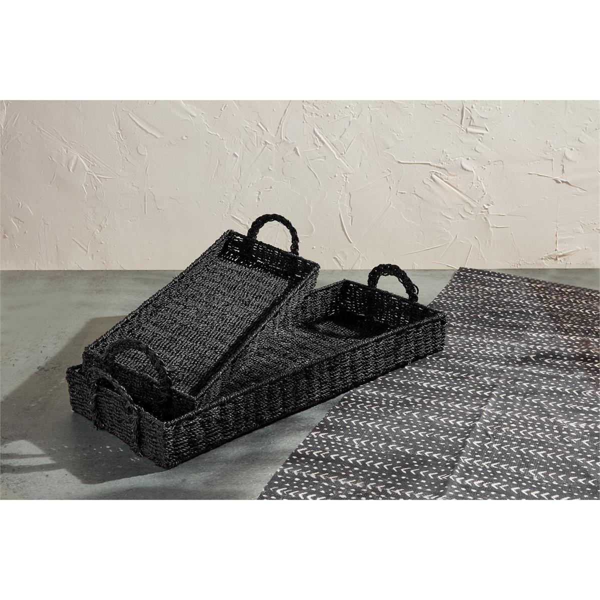 Black Woven Tray Set - 2 Sizes