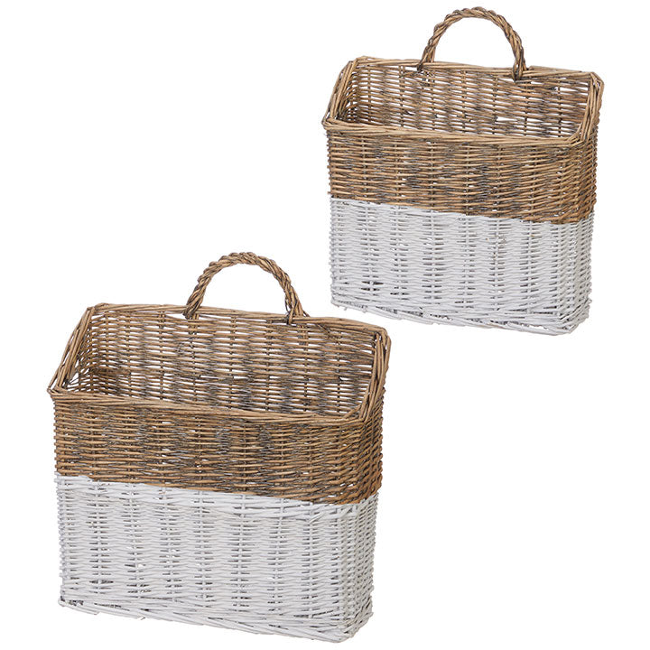 Two-Tone Wicker Wall Baskets- 2 Sizes