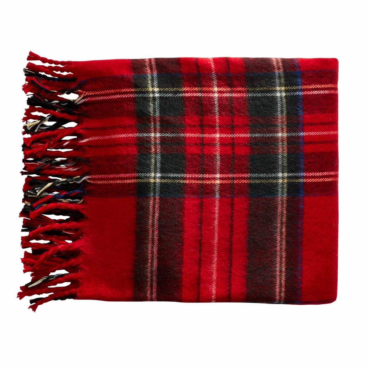 Red Tartan Fringe Throw