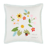 Square Floral Embroidery Pillow