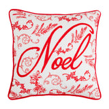 Square Noel Embroidered Pillow