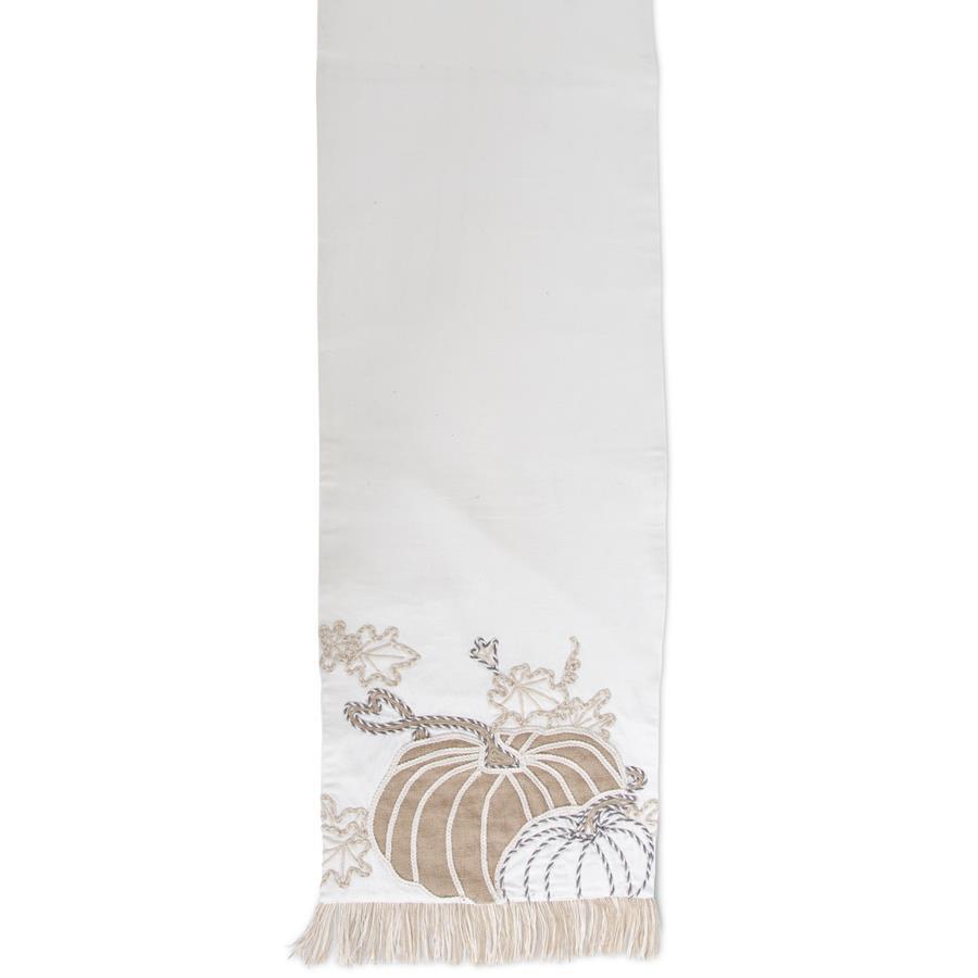 Fall Field Embroidered Pumpkin Table Runner