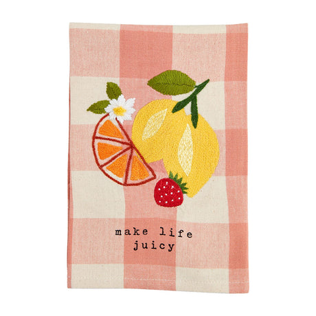 Make Life Fruity Floral Check Towel
