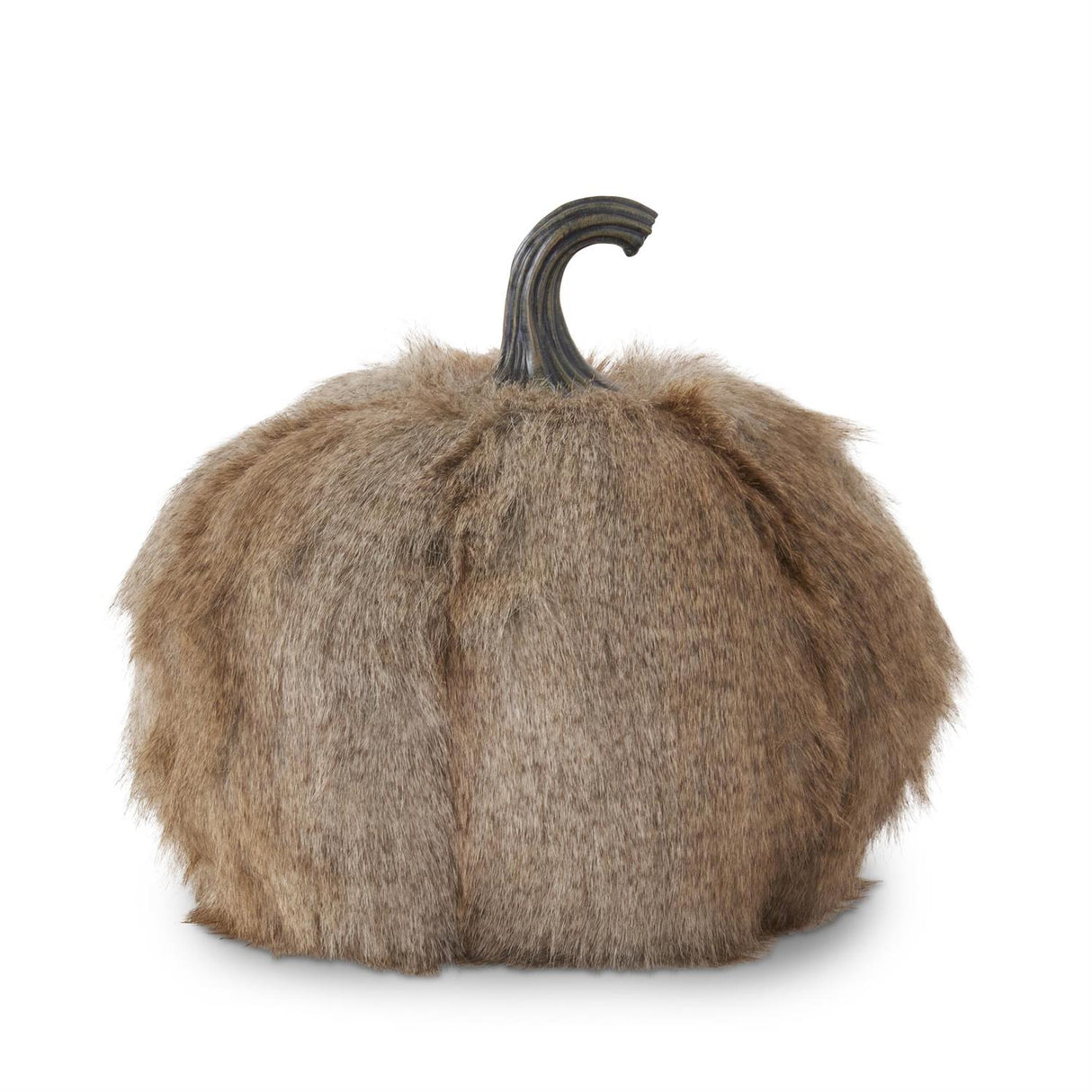 11" Brown Faux Fur Fabric Pumpkin