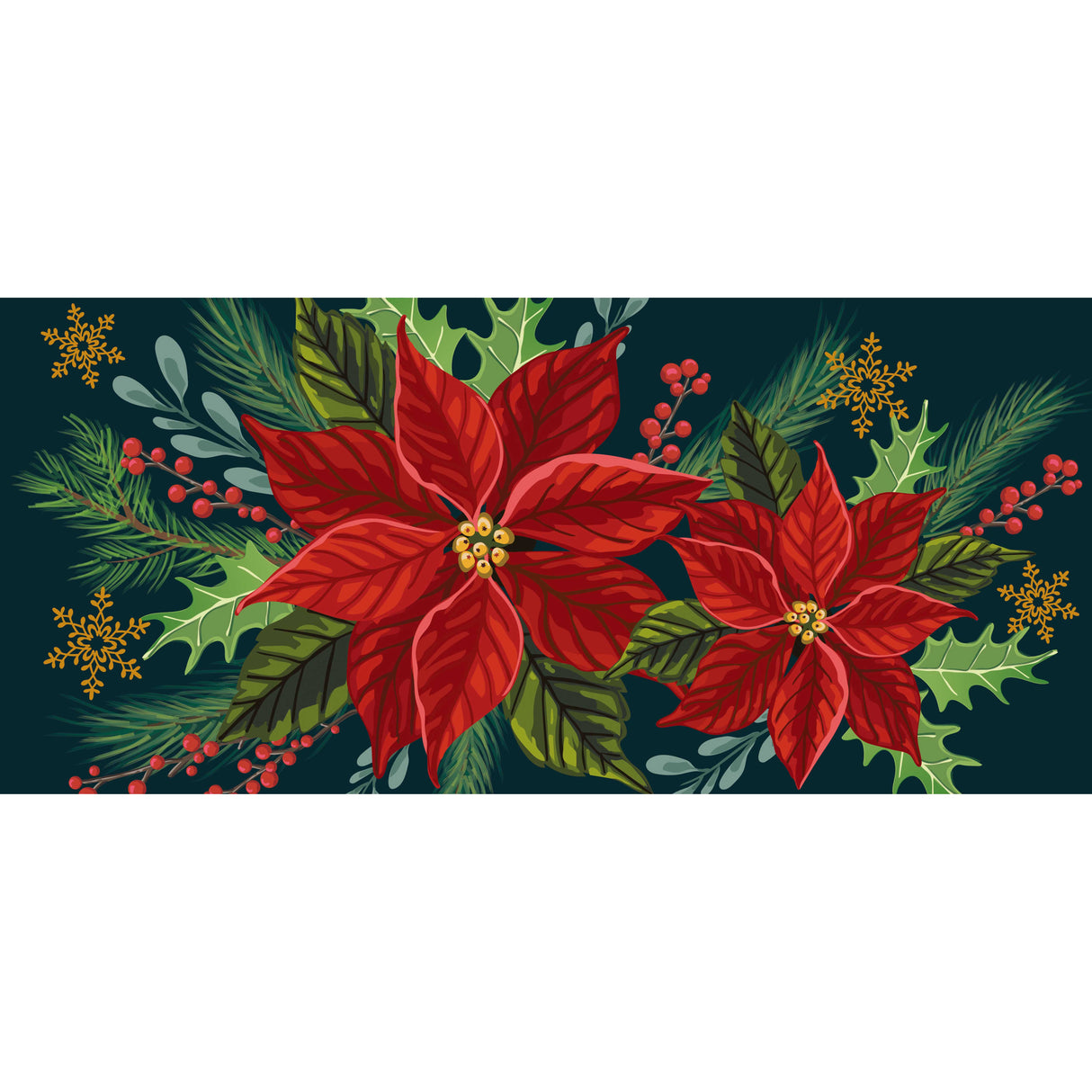 Happy Holidays Poinsettia Sassafras Mat