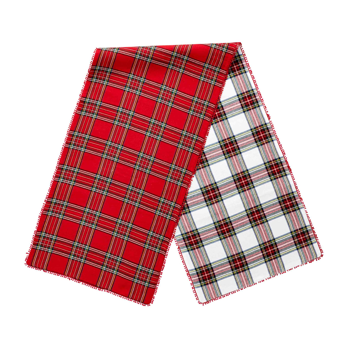 Tartan Pom Table Runner