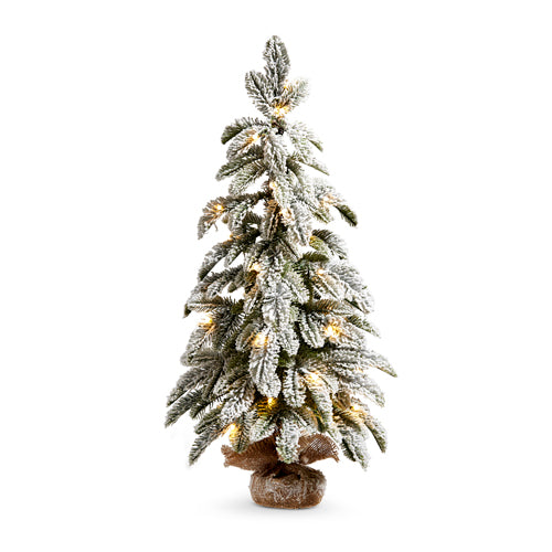 28" Lighted Flocked Pine Tree in Bag