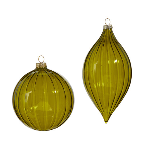 Forest Green Blown Glass Ornament- 2 Styles