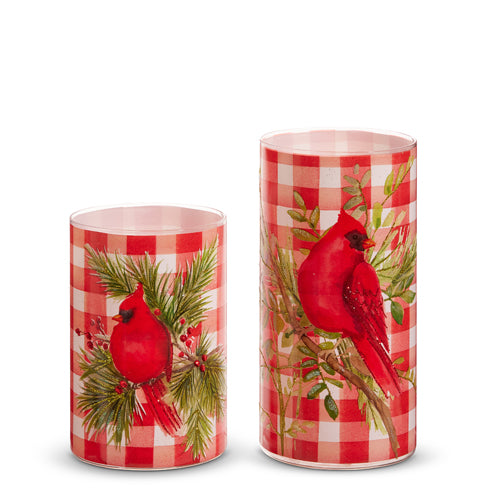 6" Gingham Cardinal on Branch Containers