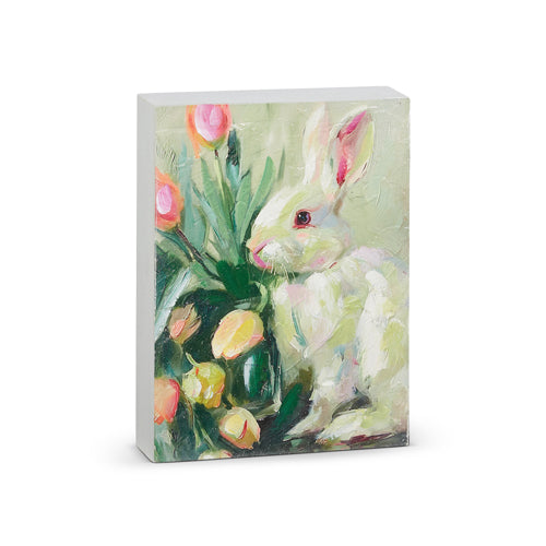 Tulip Rabbit Block Art