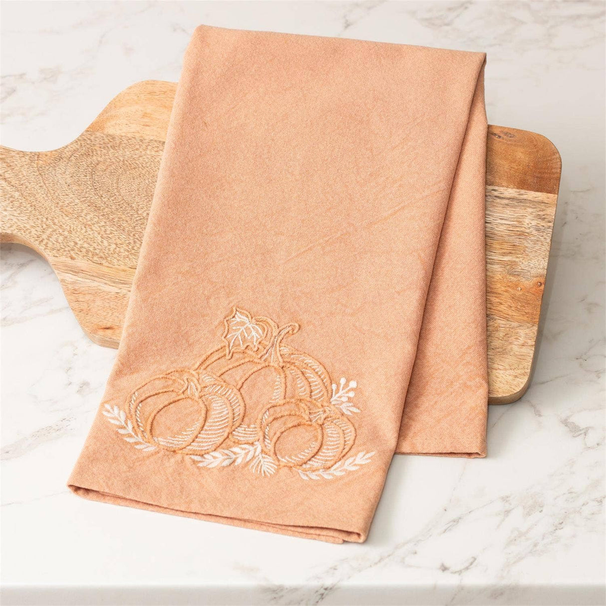 Stonewash Pumpkin Embroidery Tea Towel