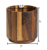 Large Acacia Lazy Susan Utensil Holder