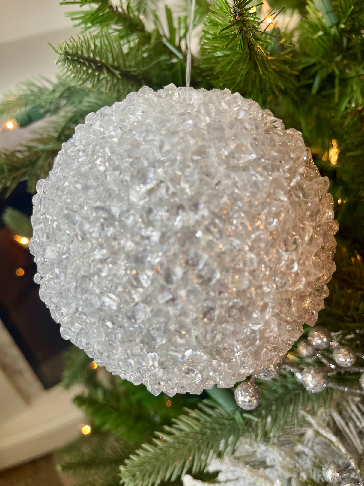 Silver Iced Ball Ornament