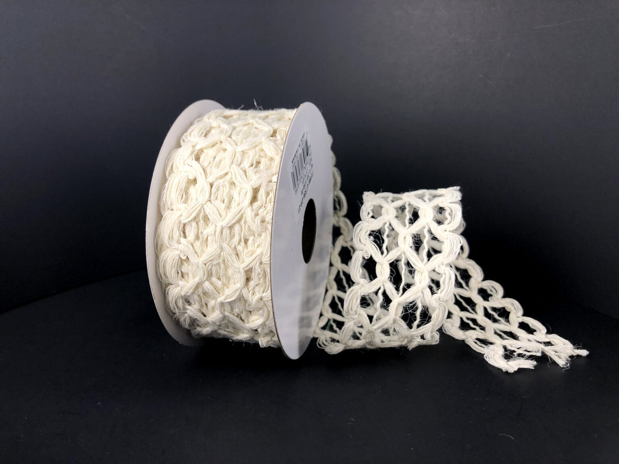 White Open Weave Ribbon Bolt