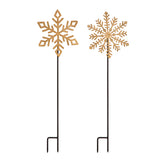 36" Metal Garden Stake, Gold Snowflake