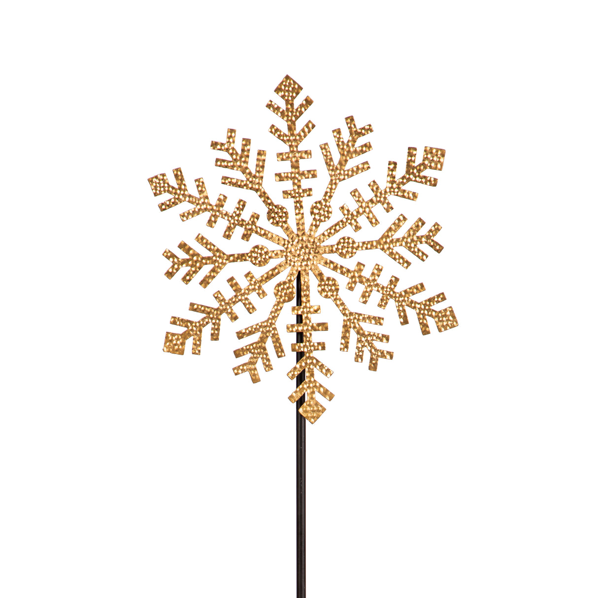 36" Metal Garden Stake, Gold Snowflake