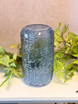 Denim Blue Textured Glass Vase