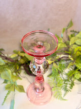 13" Pink Glass Candleholder