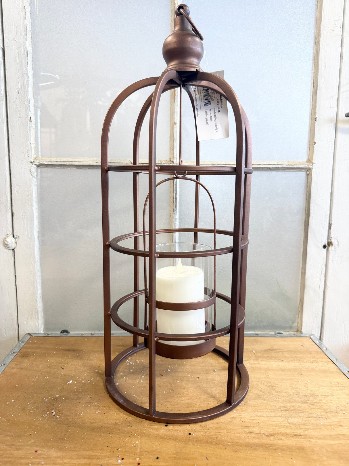 Small Modern Bronze Cage Lantern