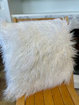 Ivory Faux Mongolian Fur Pillow