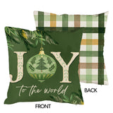 Greenery Joy To The World Outdoor Pillow Cover